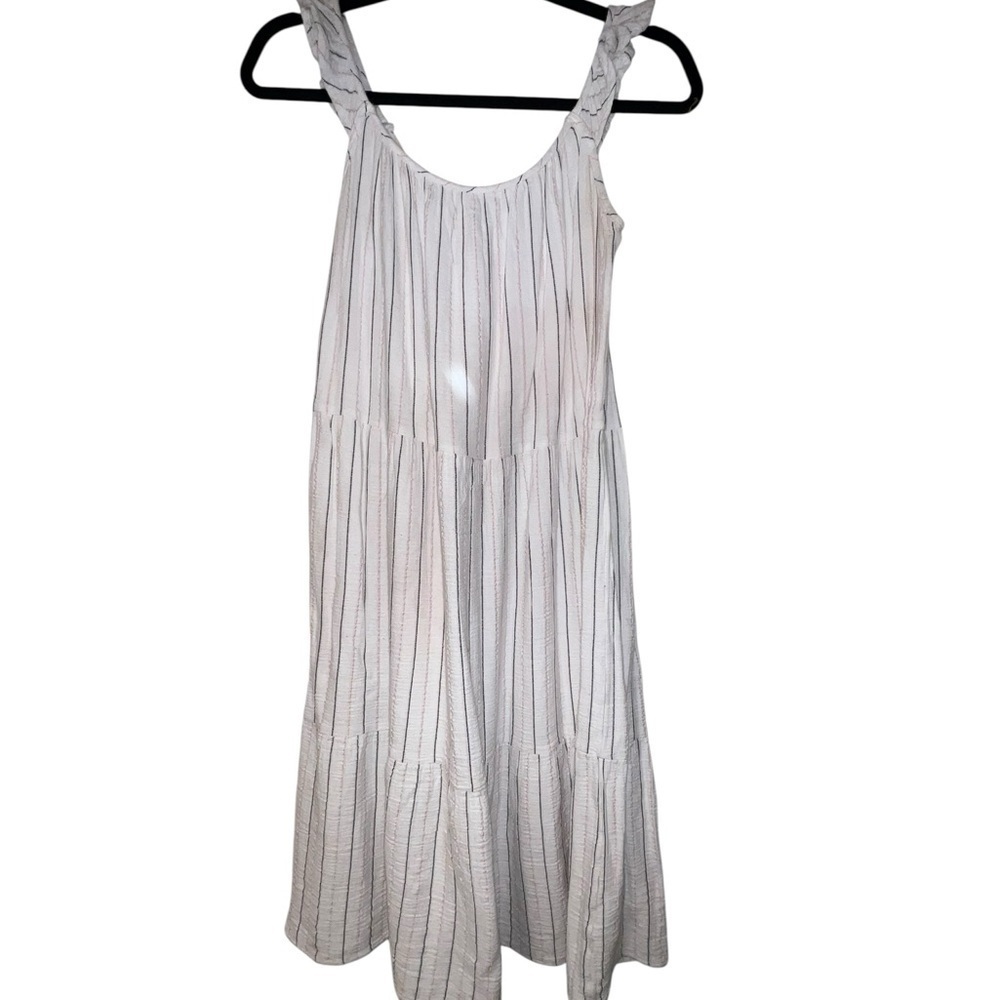 Chic White Striped Midi Dress